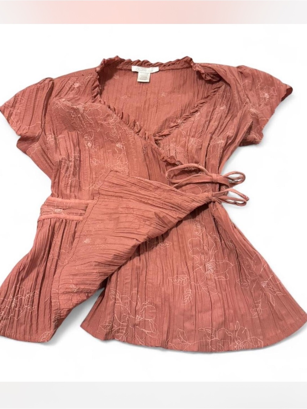 Charlotte Russe Dusty Rose Floral Wrap Blouse